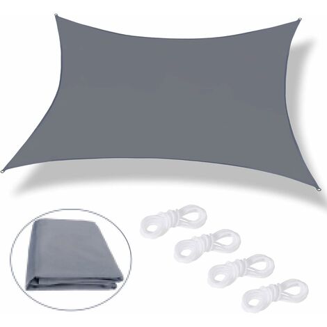 kueatily Voile d'ombrage Rectangulaire Voile Ombrage 2 X 3m Imperméable, Protection 98% UV avec Coupe Vent Respirant, pour Toile pour Pergola Terrasse Balcon Jardin Extérieur