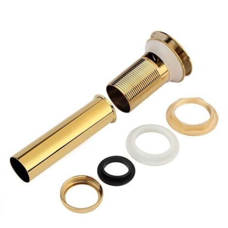 Küche Badezimmer Waschbecken Solide Messing Pop Up Abfluss Stopper Mit Überlauf Loch Gold