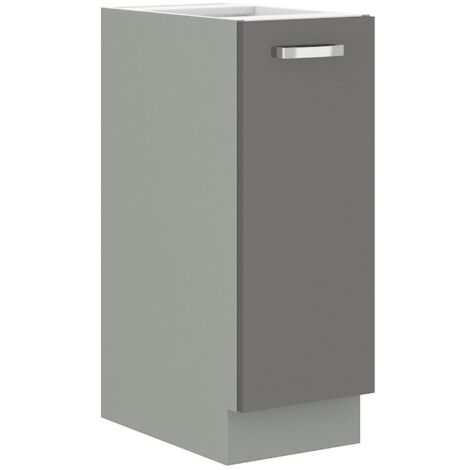 Küche Bianca Grey Hochglanz Grau Unterschrank 30 cm Schrankauszug Küchenschrank