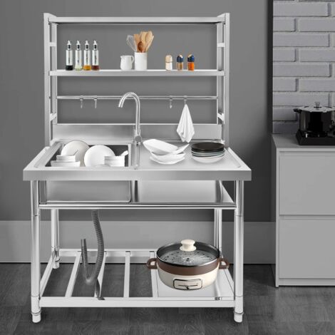 Küche Gastronomie Spüle Edelstahl Spülbecken Waschtisch mit Waschbecken Links