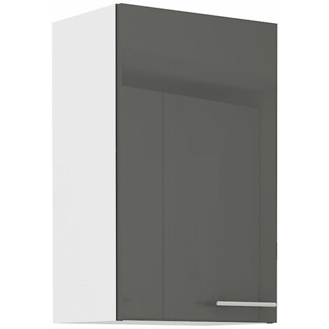 Küche Hängeschrank 45 Lara Grau Hochglanz + Weiss matt Küchenzeile Küchenblock
