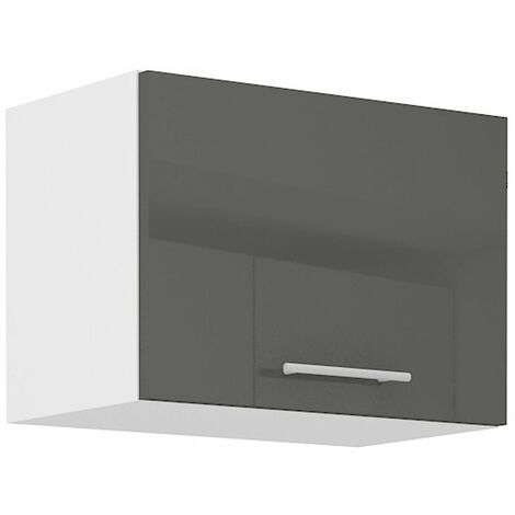 Küche Hängeschrank 50 Lara Grau Hochglanz + Weiss matt Küchenzeile Küchenblock