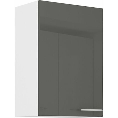 Küche Hängeschrank 50 Lara Grau Hochglanz + Weiss matt Küchenzeile Küchenblock