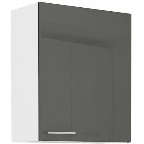 Küche Hängeschrank 60 Lara Grau Hochglanz + Weiss matt Küchenzeile Küchenblock