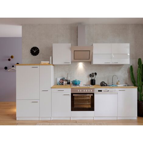 Küche Küchenzeile Küchenblock Einbauküche Weiß  Malia 310 cm Respekta