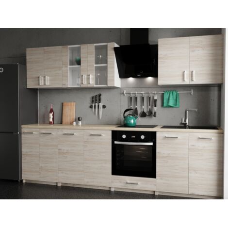 Küche Küchenzeile Leco eiche bordeaux 280cm