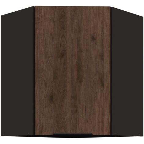Küchen Eckhängeschrank 60x60 cm Küche MONZA Okapi Nußbaum Küchenzeile