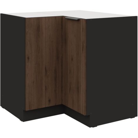 Küchen Eckunterschrank 90x90 cm Küche MONZA Okapi Nußbaum Küchenzeile