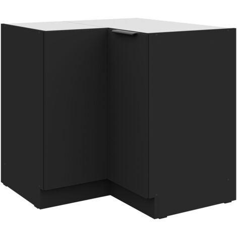 Küchen Eckunterschrank 90x90 cm SIENA Schwarz Küche Küchenzeile Küchenblock