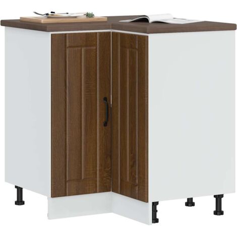 Küchen-Eckunterschrank Lucca Braun Eichen-Optik Holzwerkstoff vidaXL