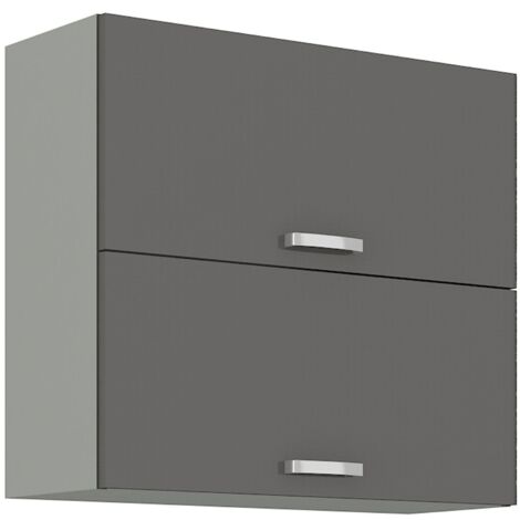 Küchen Hängeschrank 80 Hochglanz Grau Küchenzeile Küchenblock Küche Grey Bianca