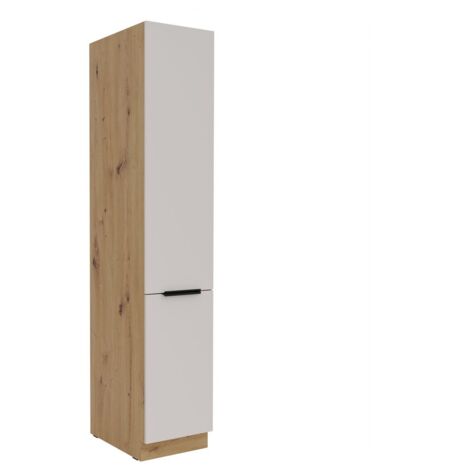 Küchen Hochschrank 40 cm SOLANO Kaschmir beige + Eiche Artisan matt Küchenzeile Küchenblock Küche