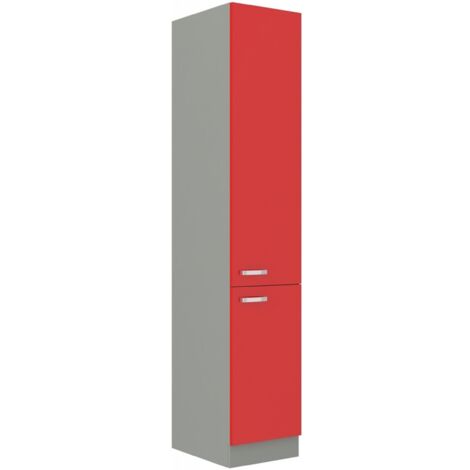 Küchen Hochschrank 40 Glanz Rot + Grau Küchenzeile Küchenblock Küche Rose Bianca