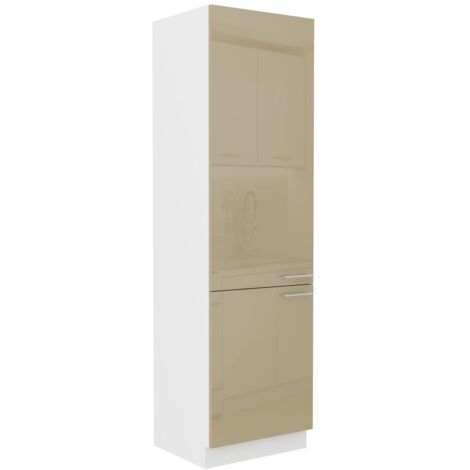 Küchen Hochschrank 60 cm Lara Cappuccino Hochglanz Küchenzeile Küchenblock Küche