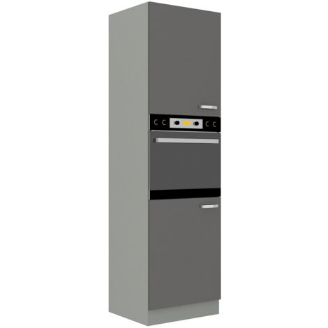 Küchen Hochschrank 60cm Hochglanz Grau Küchenzeile Küchenblock Küche Grey Bianca