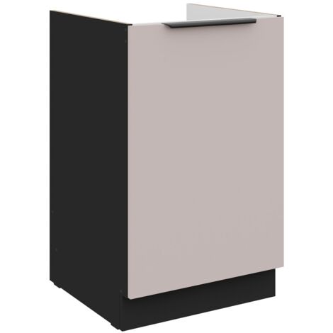 Küchen Spülenunterschrank 50 cm Küche ARONA Kaschmir beige matt + Schwarz matt Küchenzeile Küchenblock Küche Einbauküche