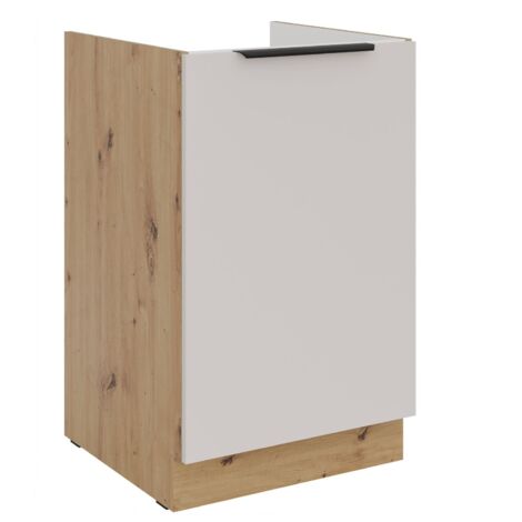 Küchen Spülenunterschrank 50 cm Küche SOLANO Kaschmir beige matt + Eiche Artisan matt Küchenzeile Küchenblock Küche Einbauküche