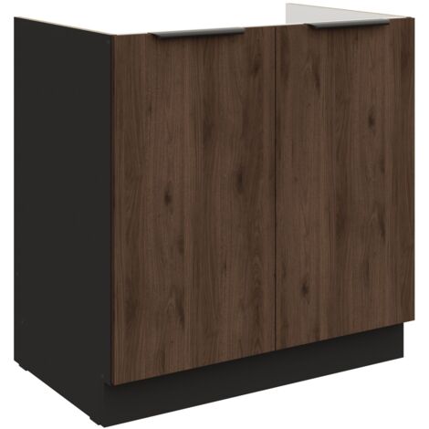 Küchen Spülenunterschrank 80 cm Küche MONZA Okapi Nußbaum Küchenzeile