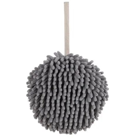 Küchen- und Badezimmerhandtuch, kugelförmiges Handtuch mit Aufhängering, weiches, schnelltrocknendes und saugfähiges Mikrofaserhandtuch, Grau