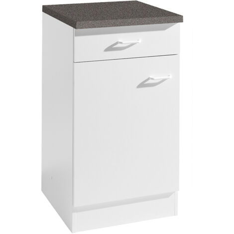 Küchen-Unterschrank 1-türig SALERNO-03 Weiß Breite 40 cm