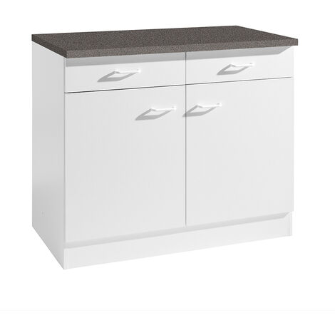 Küchen-Unterschrank 2-türig SALERNO-03 Weiß Breite 100 cm