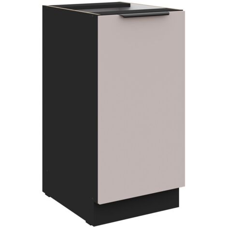 Küchen Unterschrank 40 cm Küche ARONA Kaschmir beige matt + Schwarz matt Küchenzeile Küchenblock Küche Einbauküche