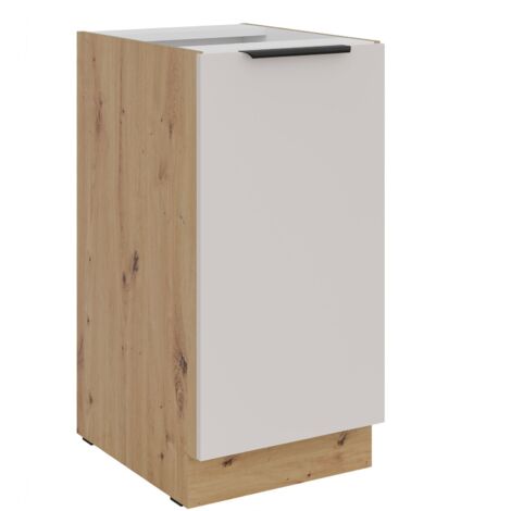 Küchen Unterschrank 40 cm Küche SOLANO Kaschmir beige matt + Eiche Artisan matt Küchenzeile Küchenblock Küche Einbauküche