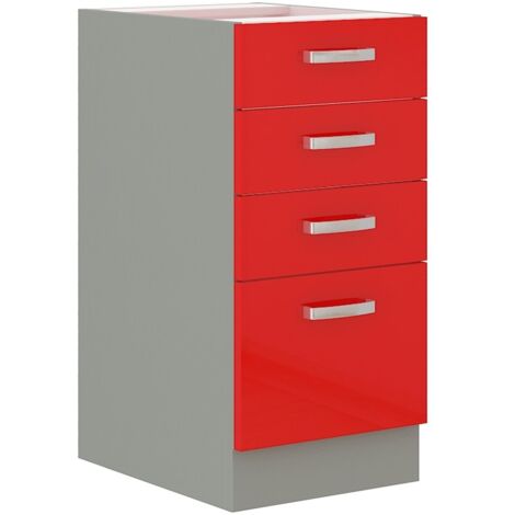 Küchen Unterschrank 40 Glanz Rot Grau Küchenzeile Küchenblock Küche Rose Bianca