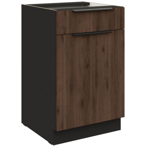 Küchen Unterschrank 50 cm Küche MONZA Okapi Nußbaum Soft-Close Küchenzeile