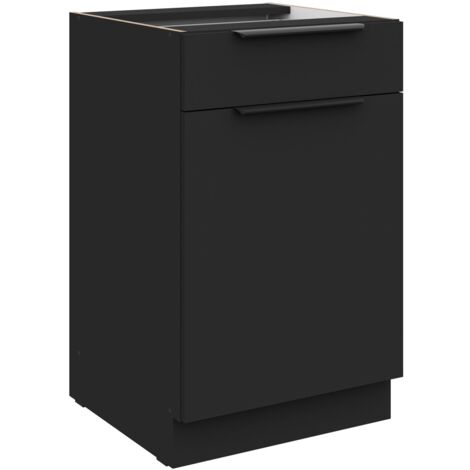 Küchen Unterschrank 50 cm SIENA Schwarz Vollauszug Soft-Close Küche Küchenzeile