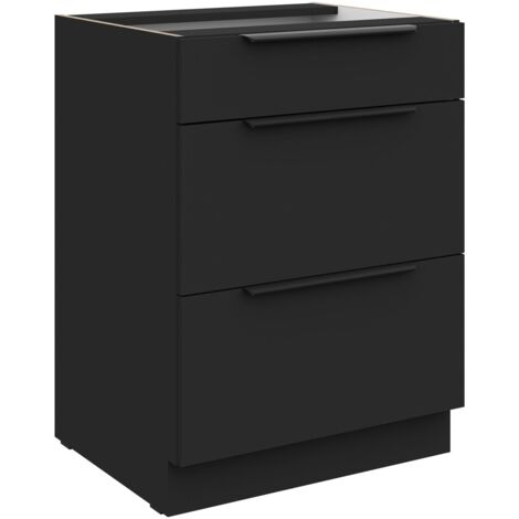 Küchen Unterschrank 60 cm SIENA Schwarz Vollauszug Soft-Close Küche Küchenzeile