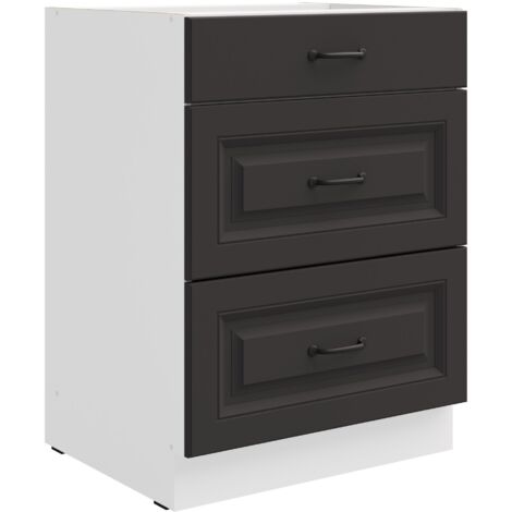 Küchen Unterschrank 60 cm Stilo Grau Vollauszug Soft-Close Küche Einbauküche