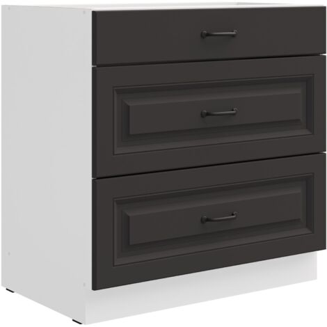 Küchen Unterschrank 80 cm Stilo Grau Vollauszug Soft-Close Küche Küchenzeile