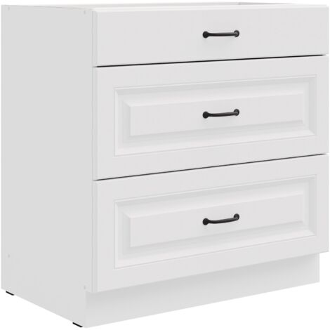 Küchen Unterschrank 80 cm Stilo Weiß Vollauszug Soft-Close Küche Küchenzeile