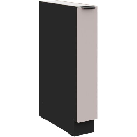 Küchen Unterschrank Schrankauszug 15 cm Küche ARONA Kaschmir beige matt + Schwarz matt Küchenzeile Küchenblock Einbauküche