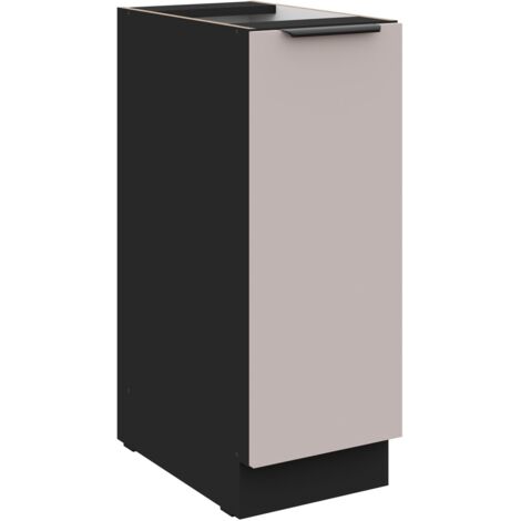 Küchen Unterschrank Schrankauszug 30 cm Küche ARONA Kaschmir beige matt + Schwarz matt Küchenzeile Küchenblock Einbauküche