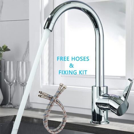 ONYZPILY Küchenarmatur, 360° schwenkbare Hochdruck-Küchenarmatur, Einhebelmischer mit Warm- und Kaltwasserregelung, Edelstahl 304 Chrom