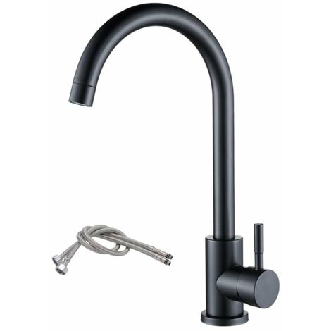 Küchenarmatur aus lackiertem Edelstahl für heiße und kalte Küchenarmaturen, große gebogene Spüle, gemischter Wasserhahn