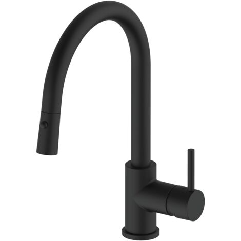 Küchenarmatur MIX/35D - druckfeste Armatur ausziehbar mit langlebigem Keramikscheiben, schwarz matt