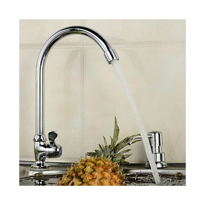 Küchenarmatur modern, Auslauf in Schwanenform, versilbert - 6110541678164