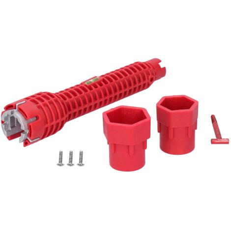 Küchenarmatur-Schraubenschlüssel-Montageset, preisgünstiger 25 cm/9,8 Zoll großer Multifunktions-Küchenarmatur-Schraubenschlüssel aus ABS mit 2 Verbindungsstücken und 3 Schrauben für einfache Reparatu