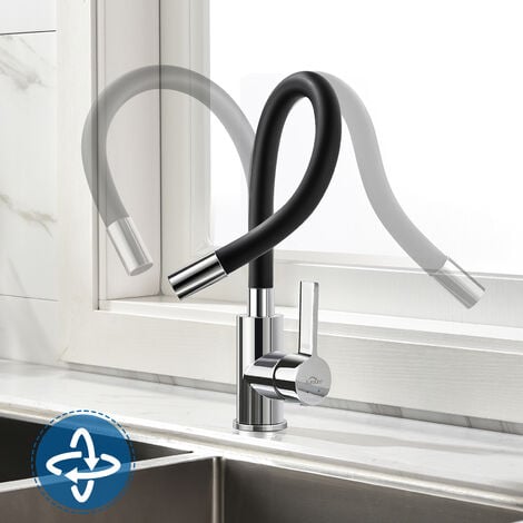 Küchenarmatur schwarzer flexibel 360°Drehbar Einhandmischer Hochdruck Küchenmischbatterien flexibler Wasserhahn für die Küche Armatur