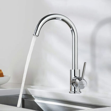 UBEEGOL Küchenarmatur Waschbecken-Mischbatterie Eleganter 360° Drehhahn mit Hoher Auslauf und Einhandbedienung Auslauf Abnehmbarer Luftsprudler Waschbecken-Wasserhahn Langlebiges Kupfer-Chrom-Gehäuse