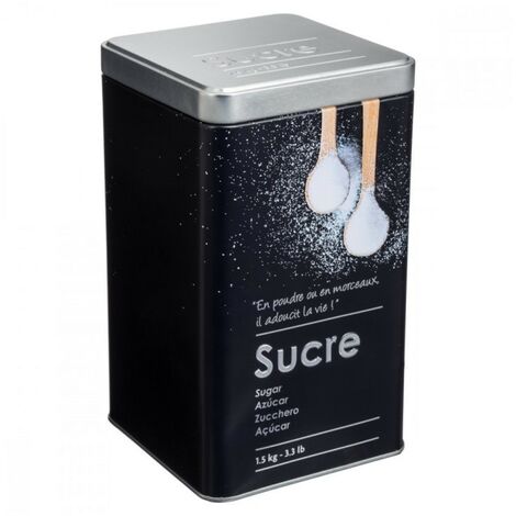 Küchenbehälter für Zucker in Eisen Schwarz 1,5kg 10,8x10,8x h18,4 cm