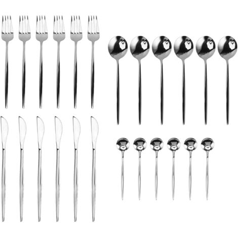 Küchenbesteck-Set aus Edelstahl – Messer, Gabeln, Löffel – Spülmaschinenfest – Silber