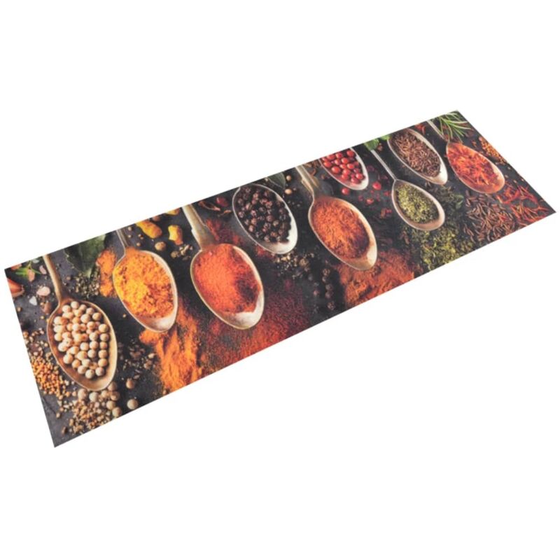 Küchenteppich Waschbar Löffel & Gewürze 60x180 Cm Samt Vidaxl