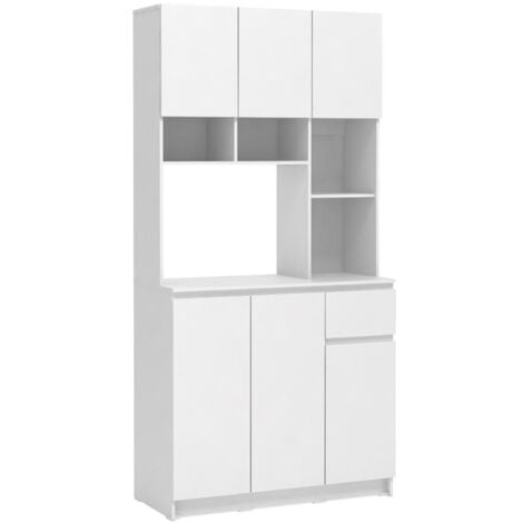 VENTE-UNIQUE Küchenbuffet mit 6 Türen, 1 Schubladen & 5 Regalfächern - Weiß - NIZALI