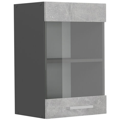 Küchenglashängeschrank R-Line, Beton, 40 cm, Vicco