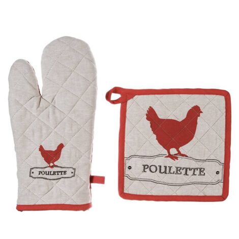 Küchenhandschuh + POULETTE Pfote, Baumwolle, Set - Atmosphera