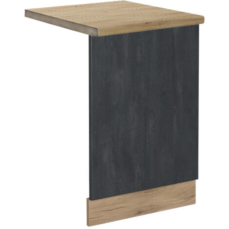 Küchenmöbel R-Line, Schwarz Beton, 45 cm AP Eiche, Vicco